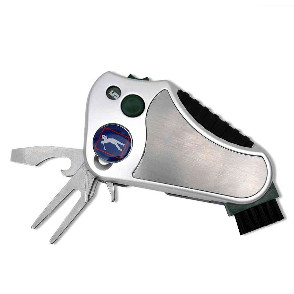 Golf multi tool shown with it's rubberized non-slip hand grip for the perfect grip every time, Best useful golf tool