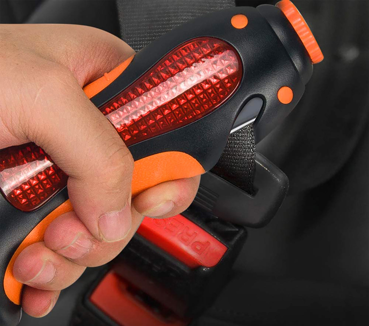 Car safety tool demonstrating life saving abilities with a seat belt cutter, Best car tool for safety