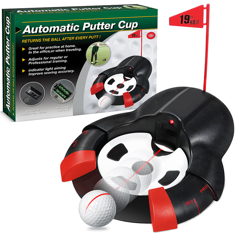 The automatic putter cup features an automatic putter machine that returns the ball to you after each shot, allowing for continuous practice without interruption, Best automatic putter cup
