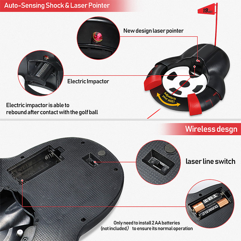 The automatic putter cup includes an adjustable difficulty setting on the automatic putter machine to accommodate various skill levels and enhance training versatility, Best golf putter cup