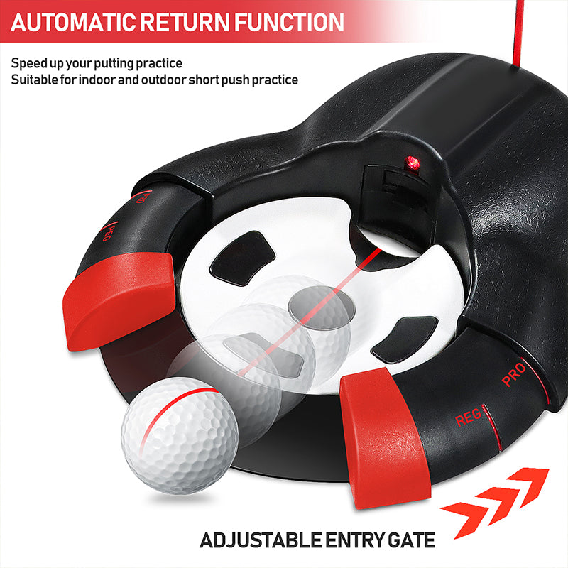 The automatic putter cup simulates real hole conditions for putting practice, enabling effective training at home or the office with ease, Best putt trainer tool