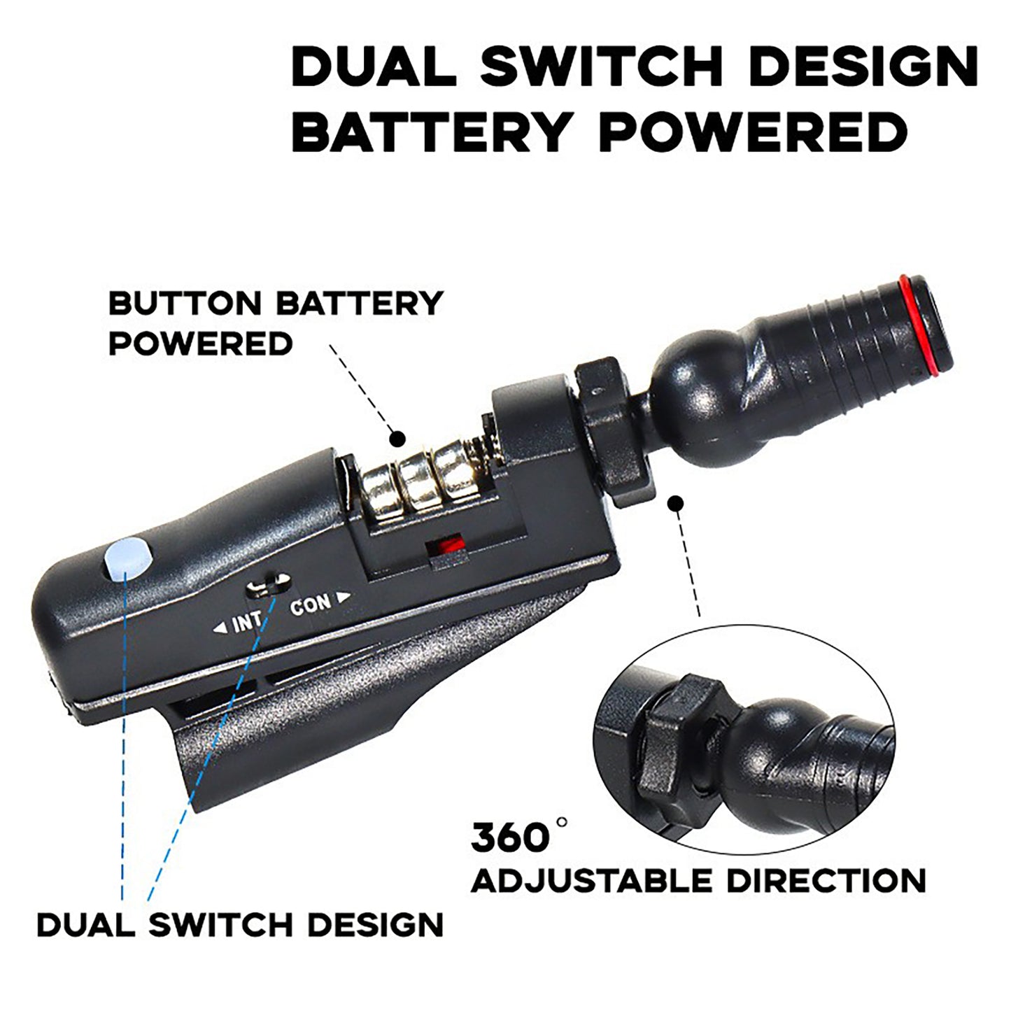 The golf laser pointer offers two modes including INT-Intermittent for power-saving and CON mode for continuous use, adapting to various practice requirements, Best golf laser training tool