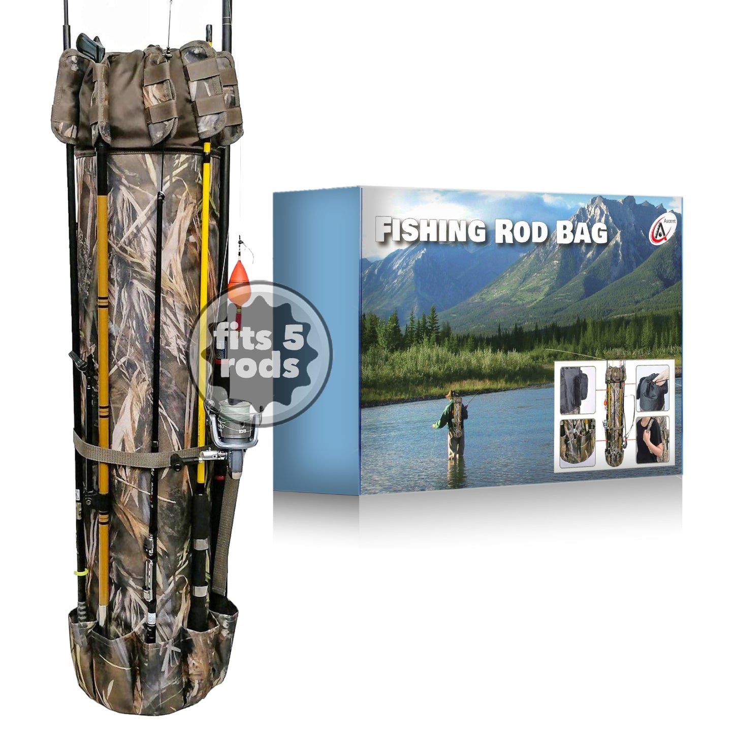 The fishing rod bag - rod and tackle organizer is available in a camouflage colour being the best useful yet stylish fishing bag, Best stylish fishing bag