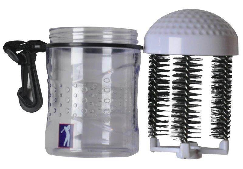 Golf ball cleaner showcasing an up close shot of the components of the cleaner with the sturdy brushed making sure all dirt is removed, Best tool for cleaning golf balls