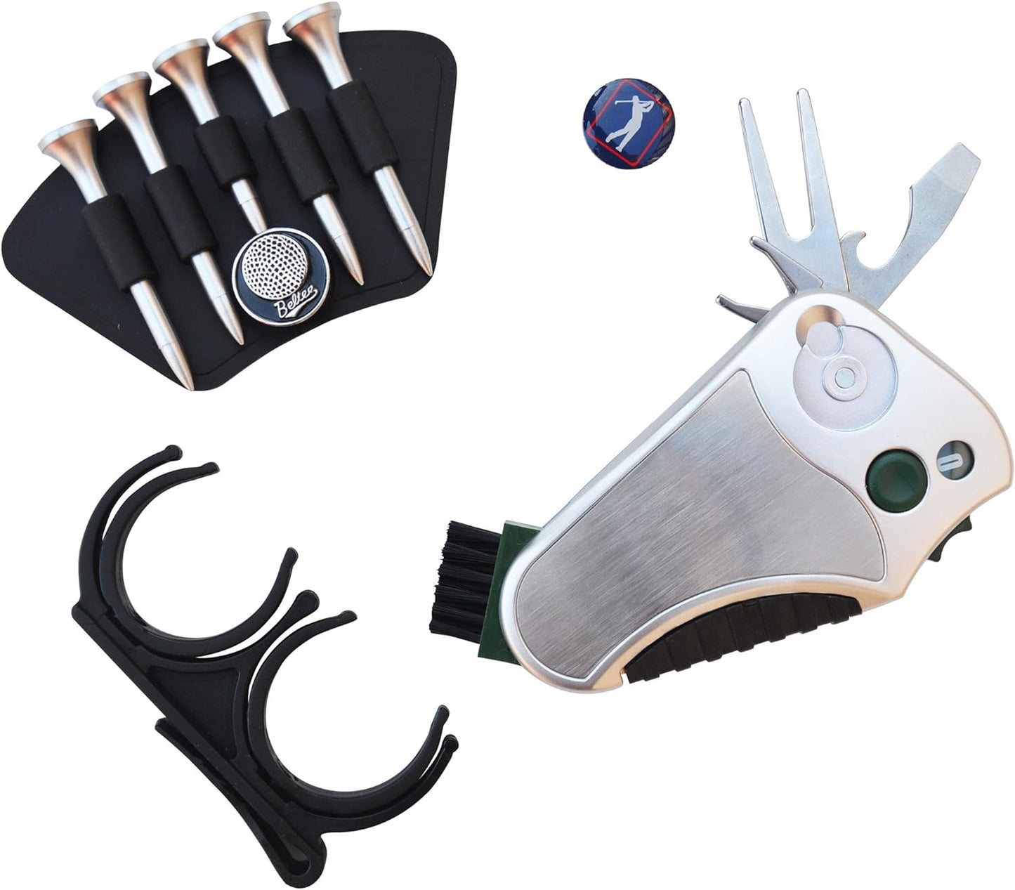 Golfers gift set with all parts of the gift including a brush, club groove cleaner and more, Best useful golf gift set
