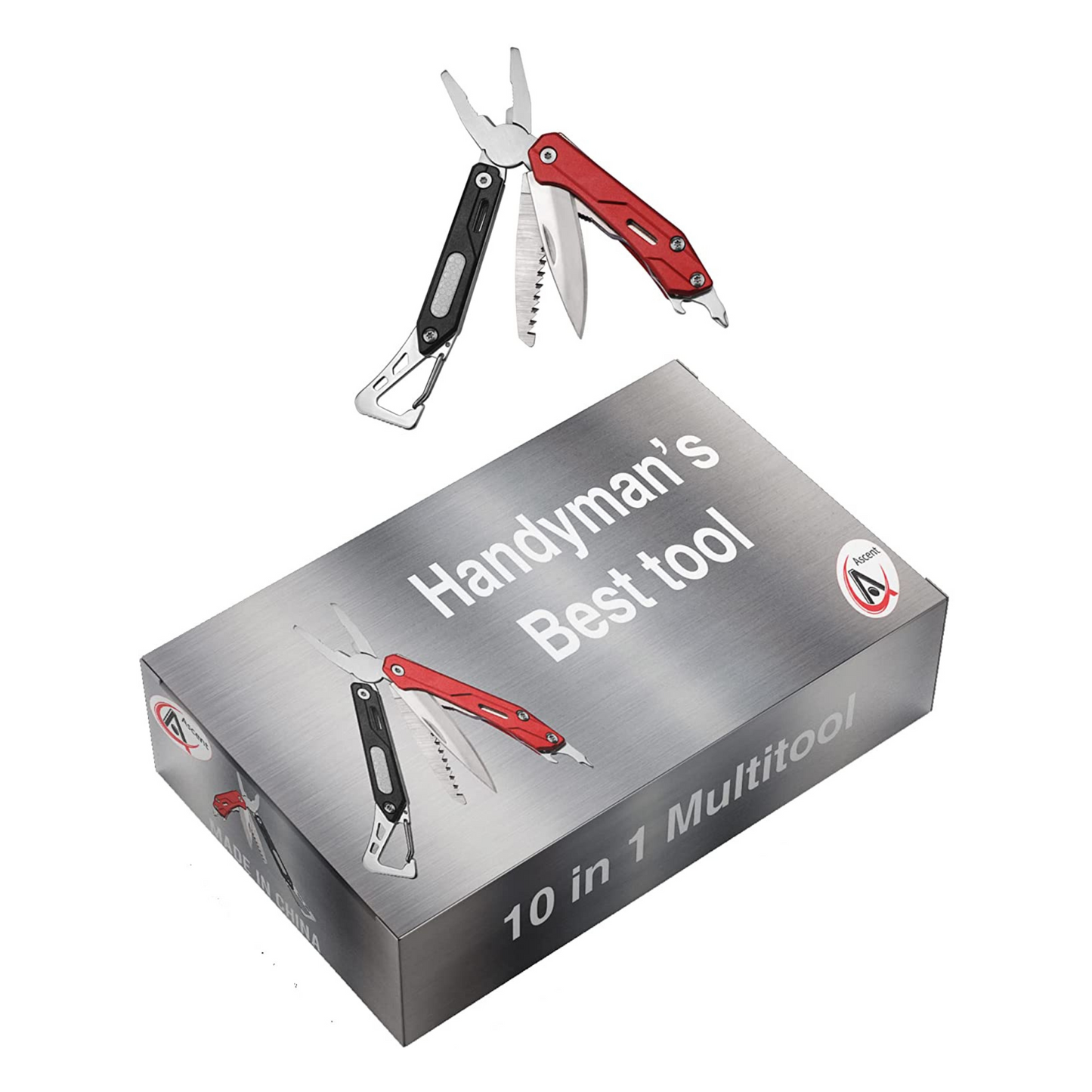 The 10-In-1 pocket size handyman multitool seamlessly combined 10 functions including pliers, wire cutter, file, mini saw, key ring holder, carabiner, screwdriver, blade, bottle opener, and can opener, Best handyman multi tool