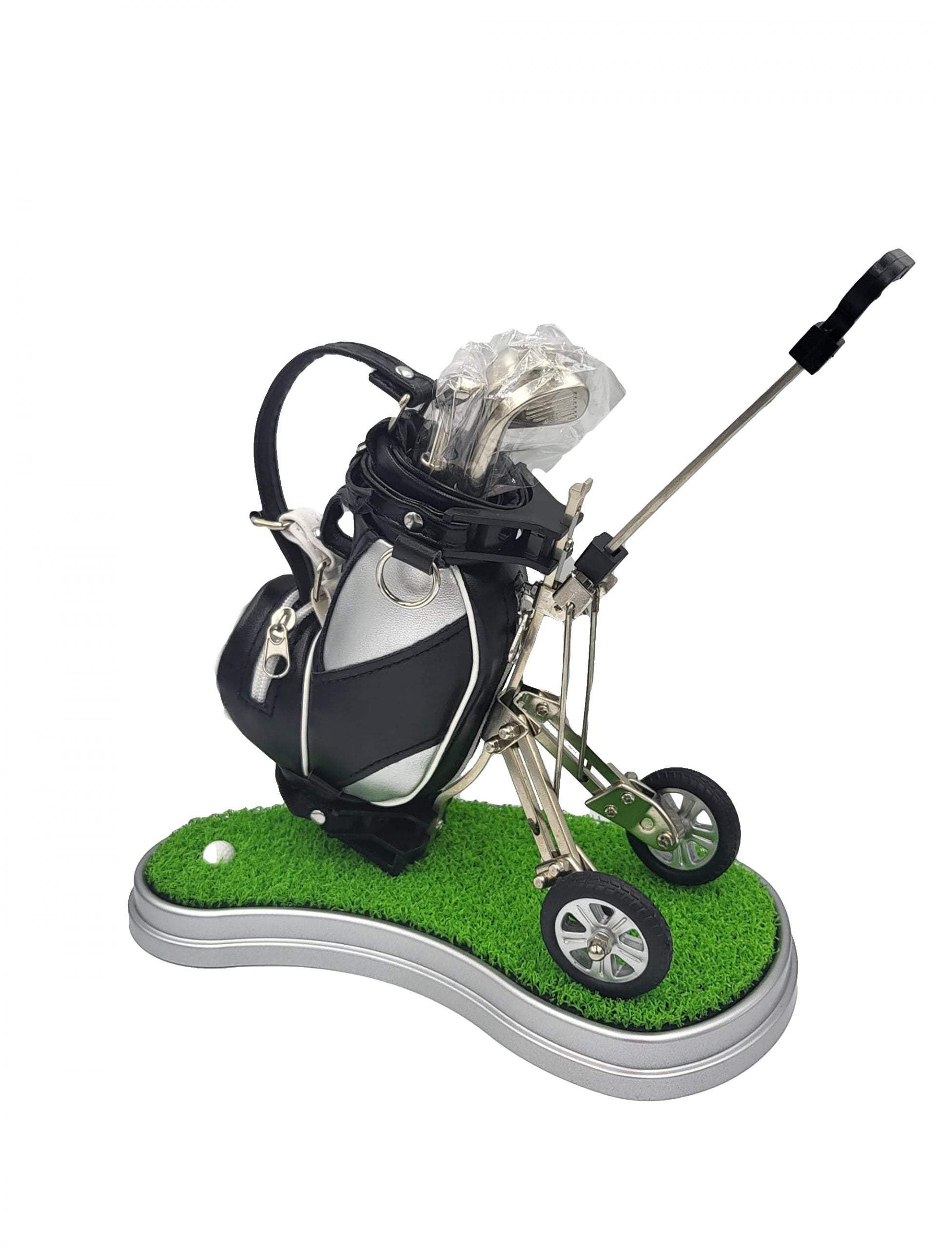 The golf bag pen holder is designed to look like a miniature golf bag, complete with club dividers and a zippered pocket for small items, Best pen holder for golfers