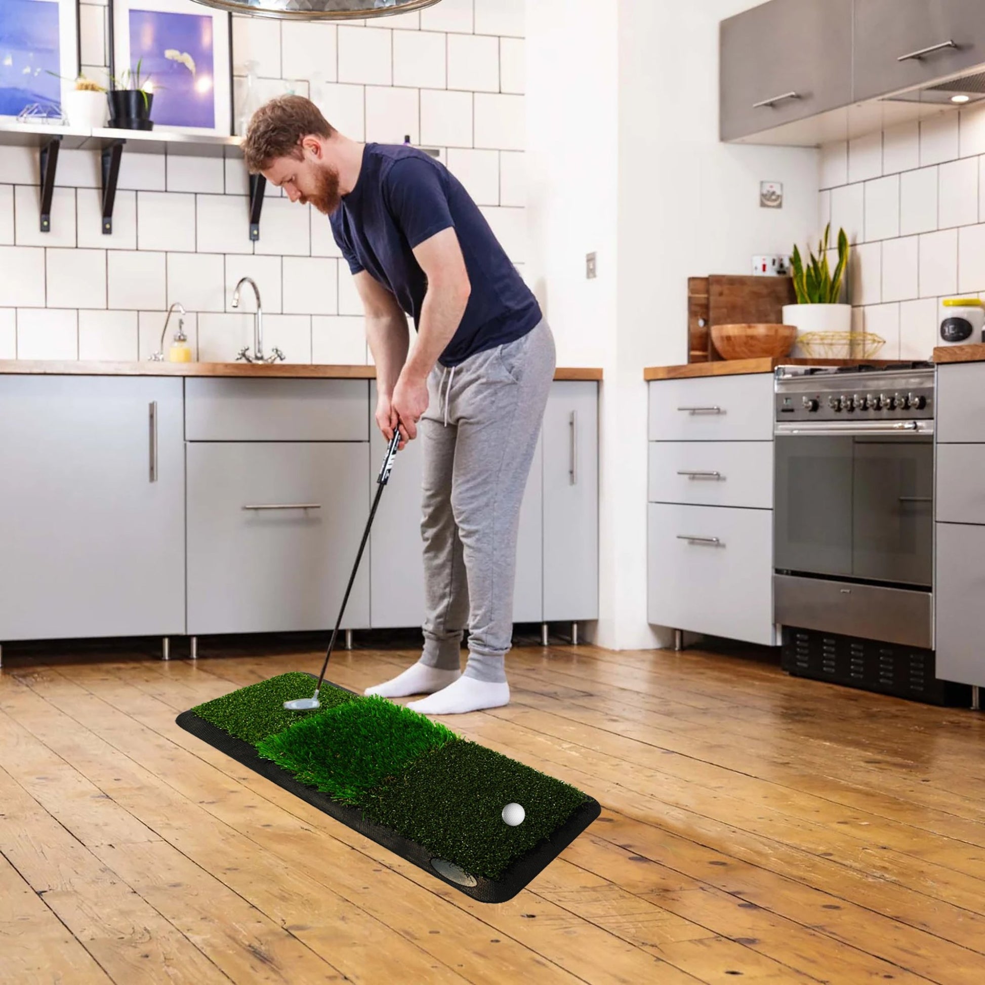 The golf practice mat uses a turf grass material to withstand heavy use and wear, ensuring that your practice mat will last for years to come, Best golf practice mat