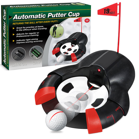 The automatic putter cup features an automatic putter machine that returns the ball to you after each shot, allowing for continuous practice without interruption, Best automatic putter cup 