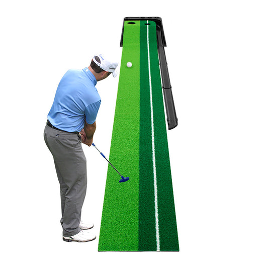 The golf putting mat - 2.5 meters with automatic ball return is crafted from high-quality crystal velvet, our indoor putting mat offers a smooth, wrinkle-free surface for an optimal golf practice experience, enhanced by durable ABS material, Best golf putting mat