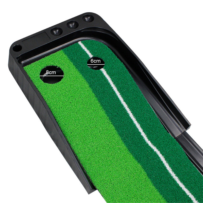 The golf putting mat - 2.5 meters with automatic ball return allows you to stay focused on your putting game with the built-in gravity ball return system, eliminating the hassle of manually retrieving balls, Best putting mat for golf