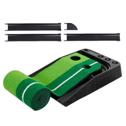 The golf putting mat - 2.5 meters with automatic ball return features dual hole sizes to challenge your accuracy and consistency, with a 2.5-meter putting green allowing practice from distances up to 8 feet, Best putting mat with automatic ball return