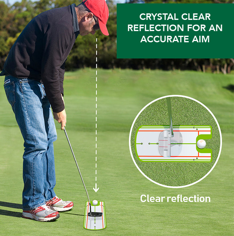 The golf putting mirror features green alignment lines that help monitor your putter movement and shot, allowing you to self-correct your posture and practice consistent putting habits for better accuracy, Best putting trainer tool