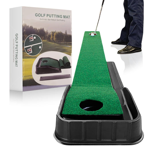 The golf putter practice mat has an automatic return system which is designed to help golfers improve their putting skills by providing instant feedback and allowing for repetition, Best golf putting mat